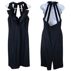 Vintage 80s VTG Ever Beauty Black on Black Tuxedo Style Formal Dress Size 12